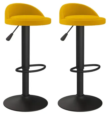 Image de vidaXL Tabouret de bar 2 pcs. velours jaune