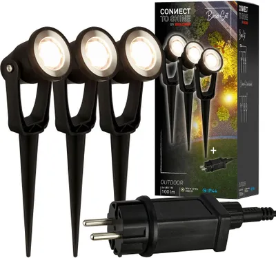 Immagine prodotto di CONNECT TO SHINE Set iniziale Lilis con set di 3 faretti da giardino LED, IP65