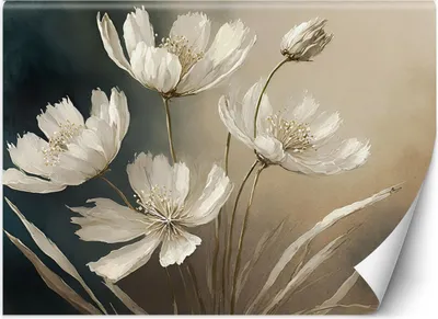 Produktbild von Vlies fototapete Weiße Blume abstrakt 350x245 cm Feeby Beige inkl. Kleber einfache Montage