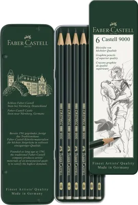 Obrázek produktu pro Faber Castell - Tužka Faber -castell Jumbo 9000 6 tvrdostí | plechovka po 6 kusech | 10 kusů