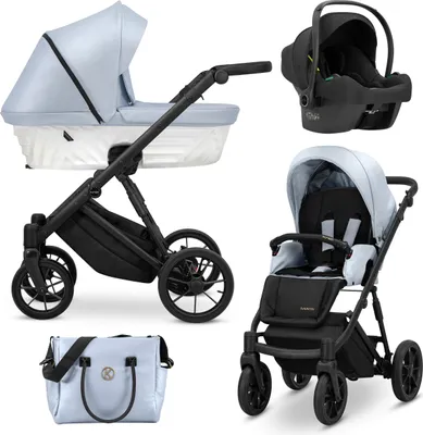 Produktbild von Kunert IVENTO 3in1  Kinderwagen in Blau mit schwarzem Rahmen