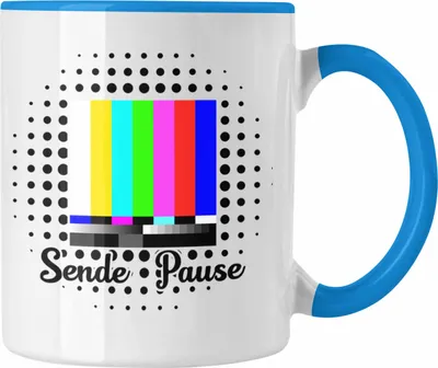 Produktbild von Trendation - Sendepause Tasse Geschenk 90er Jahre 80er Jahre Fan Geschenkidee (Blau)