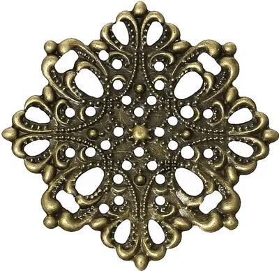 Produktbild von 10 Deko-Ornament Blume 44x44mm antikmessing, Metallornament Metall-Verzierung