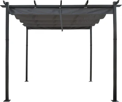 Produktbild von Aluminiumpergola mit ausziehbarem Dach - 3 x 4 m - Grau