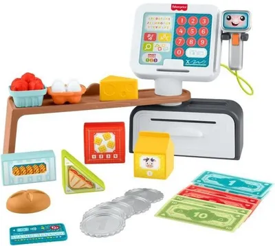 Obrázok produktu pre Fisher-Price Naučná pokladňa, 20 príslušenstiev, svetlo a zvuk, 15 interaktívnych tlačidiel, 3+ roky