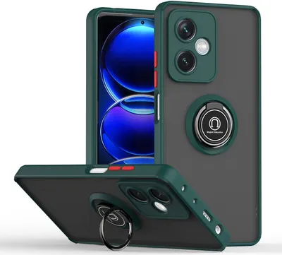 Produktbild von Redmi Note 12 Hülle, Ring Halter Ständer Matte Transluzent TPU Rahmen Stoßfest Schutzhülle für Xiaomi Redmi Note 12 dunkelgrün