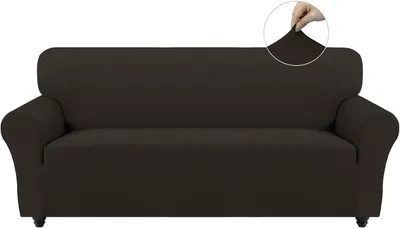 Produktbild von Elastischer Sofabezug rutschfest Braun für ein 4-Sitzer Sofa