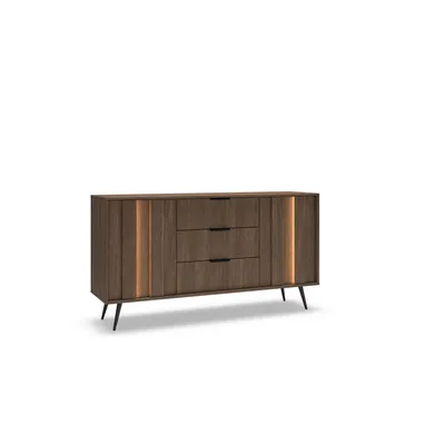 Produktbild von Kommode 153 cm mit 3 Schubladen und 2 Türen – Modernes Sideboard mit LED-Beleuchtung