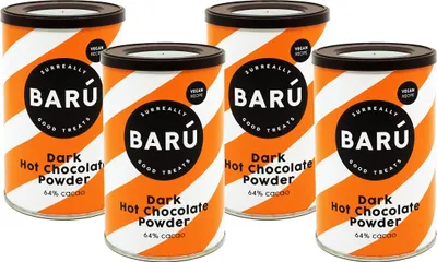Produktbild von Barú Dark Hot Trinkschokolade Pulver - Instant Schokolade - 4 x 200g