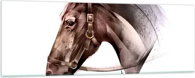 Produktbild von Bilder auf glas - Pferd Abstraktion - 90x30cm - Glasbilder - Wandbilder - Kunstdruck - zum Aufhängen bereit - Wanddekoration aus Glas - Glas Bilder - Wandbild auf Glas - Einteilig - GAB90x30-4106