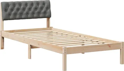 Produktbild von vidaXL Bettgestell Braun und Dunkelgrau 90 x 200 cm Massivholz Kiefer