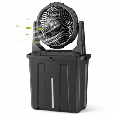 Produktbild von Outdoor Ventilator mit Sprühfunktion, 20000mAh Akku, LED Lampe, Fernbedienung & Timer, ideal für Camping & Reisen