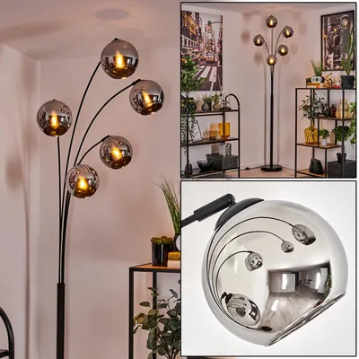 Produktbild von Cesaro Stehlampe aus Metall/Glas in Schwarz/Chromfarben