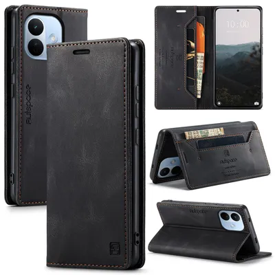 Obrázek produktu pro Pouzdro pro Xiaomi Redmi Note 17 Pro 5G/4G, RetroPolyuretanKožené Pouzdro, Stojánek a Ochranné Pouzdro černé