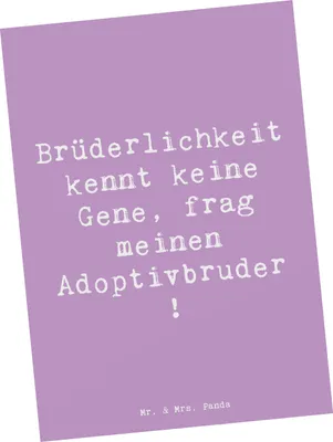 Produktbild von Mr. & Mrs. Panda Postkarte Spruch Adoptivbruder Liebe - Lavendeltraum - Geschenk, Postkarten, Weihnachten, bildkarte, Geschwisterliebe, Grußkarte, herzerwärmende Sprüche