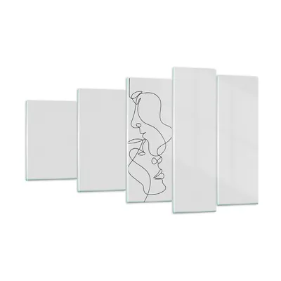 Produktbild von Bilder auf glas - 5 Teile - Stück Linear Paar - 100x60cm - Glasbilder - Wandbilder - Bilder - zum Aufhängen bereit - Wanddekoration aus Glas - Glas Bilder - Wandbild auf Glas - GEG100x60-4895