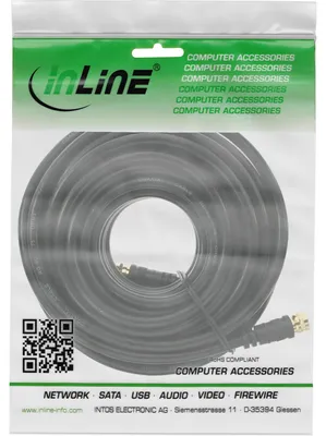 Produktbild von InLine SAT-Anschlusskabel, 2x geschirmt, 2x F-Stecker, >85dB, schwarz, 10m, 10 m, SAT, F-Typ, F-Typ, Schwarz