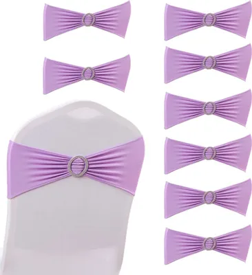 Obrázok produktu pre 10 kusov fialových strečových svadobných dekorácií Elastické Elastanové stoličky Cover Sashes Lúče Elastické popruhy na stoličky s prackou Posuvník Sashes Lúče
