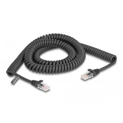 Produktbild von DELOCK RJ45 Spiralkabel Stecker zu Stecker Cat.5e 3m schwarz