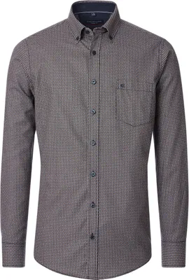 Produktbild von CASAMODA Herren Freizeithemd Langarm Button-Down Casual Braun gemustert XL