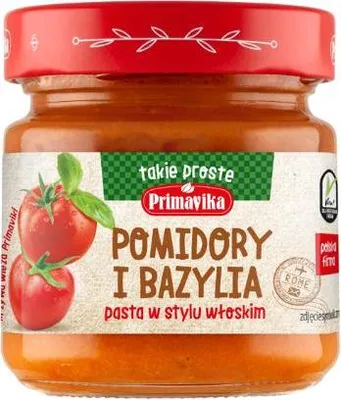 PASTA POMIDOROWA Z BAZYLIĄ W STYLU WŁOSKIM BEZGLUTENOWA 160 g - PRIMAVIKA