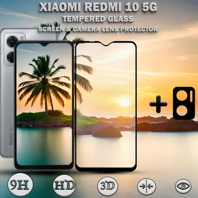 Produktbild von 1-Pack Xiaomi Redmi 10 5G Displayschutzfolie & 1-Pack Kameraschutz - Gehärtetes Glas 9H - Super Qualität 3D
