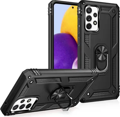 Obrázok produktu pre NALIA Ring puzdro na mobilný telefón Samsung Galaxy A72, silikónový kryt a tvrdé puzdro odolné proti poškriabaniu, čierne