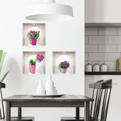 Produktbild von 3D-Aufkleber mit Tulpen, Orchideen und Schmucklilien, 30 x 90 cm