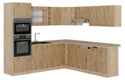 Produktbild von Einbauküche Vicco R-Line Artisan-Eiche/Goldkraft Eiche 247 x 237 cm ohne Arbeitsplatte, Model 48933