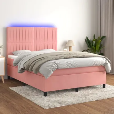 Produktbild von Maison Exclusive - Boxspringbett mit Matratze & LED Rosa 140x200 cm Samt