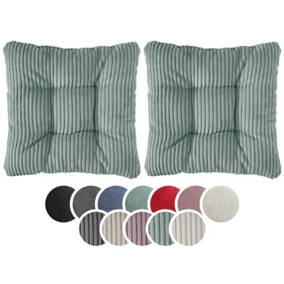 Produktbild von sleepling - 2er Set Stuhlkissen, Sitzkissen, Cord Optik, weicher Möbelstoff, 38 x 38 cm, 7 cm, türkis