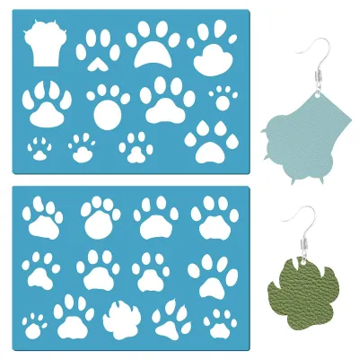 Productafbeelding van Set van 2 Pootafdruk Sjablonen voor Honden en Katten 13x9 cm