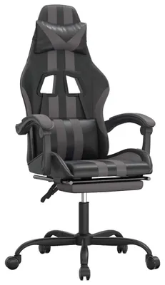 Immagine prodotto di vidaXL Sedia da gioco con poggiapiedi in Pelle finta nera e grigia