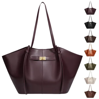 Zdjęcie produktu dla Omgoods - Duża damska torba typu shopper wykonana z materiału przypominającego skórę (PU) z rączkami