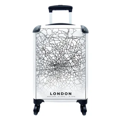 Produktbild von MuchoWow® Koffer Handgepäck Trolley Rollkoffer Kleine Reisekoffer mit 4 Rollen - London - Schwarz und weiß - Stadtplan - Karte - Cabin Size < 55x40x23 cm & 55x40x20 cm - Fotokoffer - Kabinenkoffer - Boardgepäck - Reise-Box - Reisekoffer - Reisegepäck - Koffer mit Bild - Trolley für Kinder