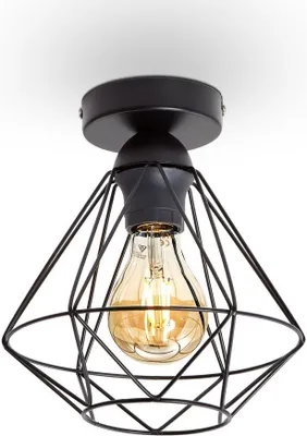 Image de Plafonnier métal design rétro éclairage style industriel vintage Ø220mm pour ampoule E27 max. 40W hauteur 240cm