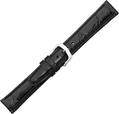 Produktbild von Herzog Krokoprägung Uhrenarmband XS Kalbsleder schwarz , Stegbreite:18mm, Schließe:Silbern