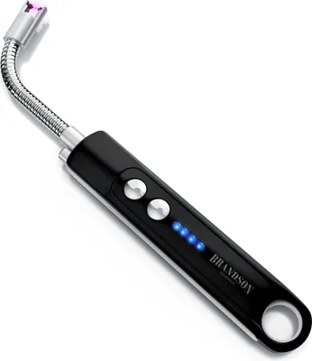 Produktbild von Brandson Lichtbogen Feuerzeug, Stabfeuerzeug, Feuerzeug elektrisch, USB Feuerzeug aufladbar, Kerzenanzünder mit LED Batteriestandsanzeige, für Küche, Kerzen, Gasherde, Grill