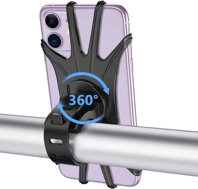 Obrázek produktu pro Univerzální držák mobilního telefonu na řídítka, 360° otočný držák mobilního telefonu na motorku pro smartphony od 4,0 do 6,5 palců, černý