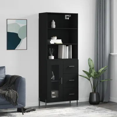 Produktbild von vidaXL Highboard Schwarz 69,5x34x180 cm Holzwerkstoff