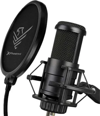 Image de Microphone professionnel à condensateur phoenix avec bras articulé - support antichoc - filtre anti-pop - prise jack
