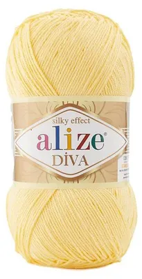 Produktbild von Alize Diva 187 Buttergelb Garn 100g/350m – seidig, weich, glänzend