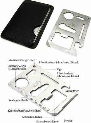 Produktbild von GKA Survival Card Multitool Werkzeug Scheckkartenwerkzeug 11 in 1 Camping Outdoor