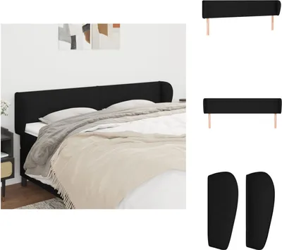 Produktbild von vidaXL Kopfteil mit Ohren Schwarz 203x23x78/88 cm Stoff -  Kopf- & Fußenden