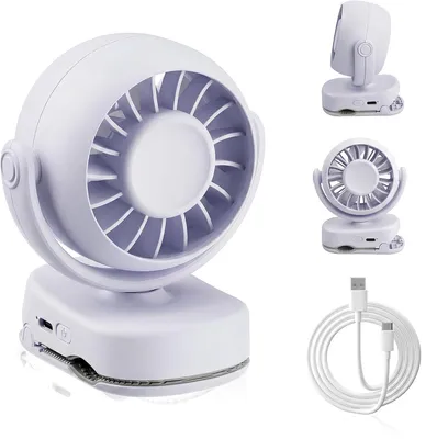 Productafbeelding van Mini ventilator, draagbare mini-luchtbevochtiger met 3 snelheden, 180°/330° draaibaar, 1500mAh, USB-oplaadbaar, ABS-behuizing, stil en lichtgewicht