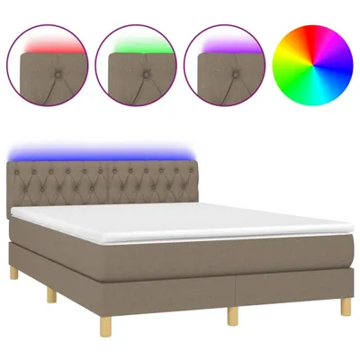 Produktbild von vidaXL Boxspringbett mit Matratze & LED Taupe 140x200 cm Stoff