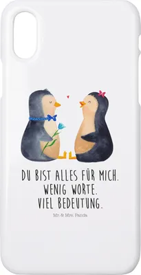 Produktbild von Mr. & Mrs. Panda Iphone 10 Handyhülle Pinguin Pärchen - Weiß - Geschenk, Hochzeit, Liebe, Handy, X, Case, Cover, Hochzeitstag