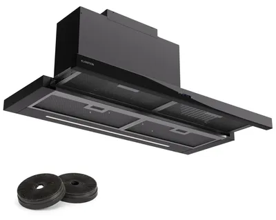 Image de Klarstein Hotte Aspirante 90 cm, Hotte Aspirante Silencieuse, Hotte de Cuisine 90cm avec Lampes LED, Débit d'Air Puissant de 640 m³/h, Hotte avec Évacuation, Filtre à Graisse en Aluminium
