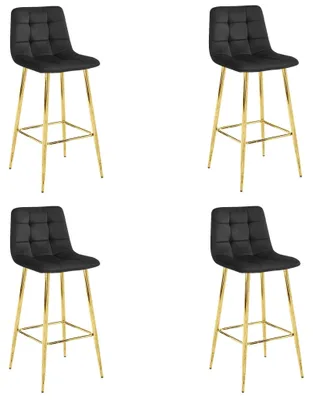 Immagine prodotto di Sgabello Da Bar - Leobert - Arceto - Velluto Nero/Gambe Dorate - 43,5 X 49 X 102 Cm - Set Da 4