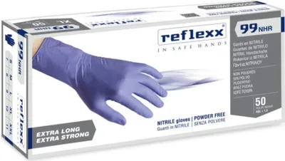 Obrázok produktu pre Nitrilové rukavice Reflexx R99 bez prášku, 100 % bez latexu, 8,8 g, kat. 3, 50 kusov, L